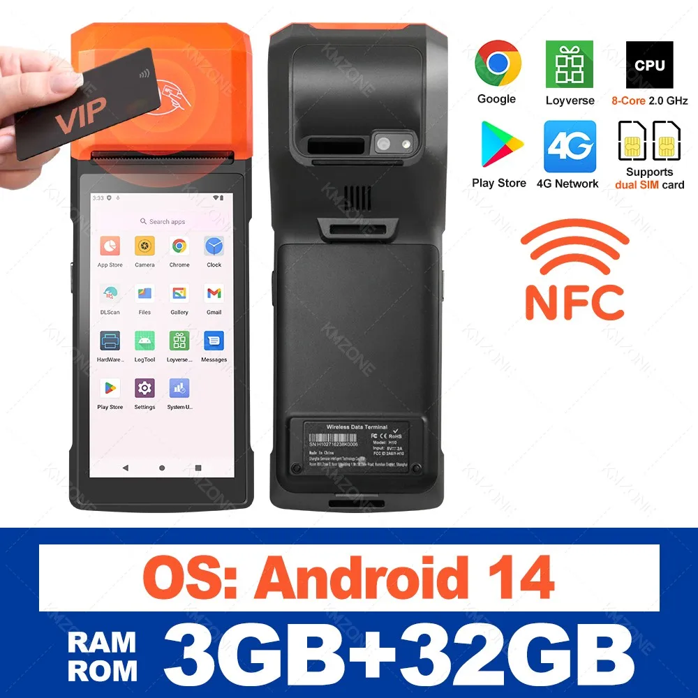 Android 11/13/14 PDA Terminal POS Machine 5.0 "Touchscreen Ingebouwde 58mm Bluetooth Thermische bonprinter Ondersteuning Wifi GPS - afbeelding 1