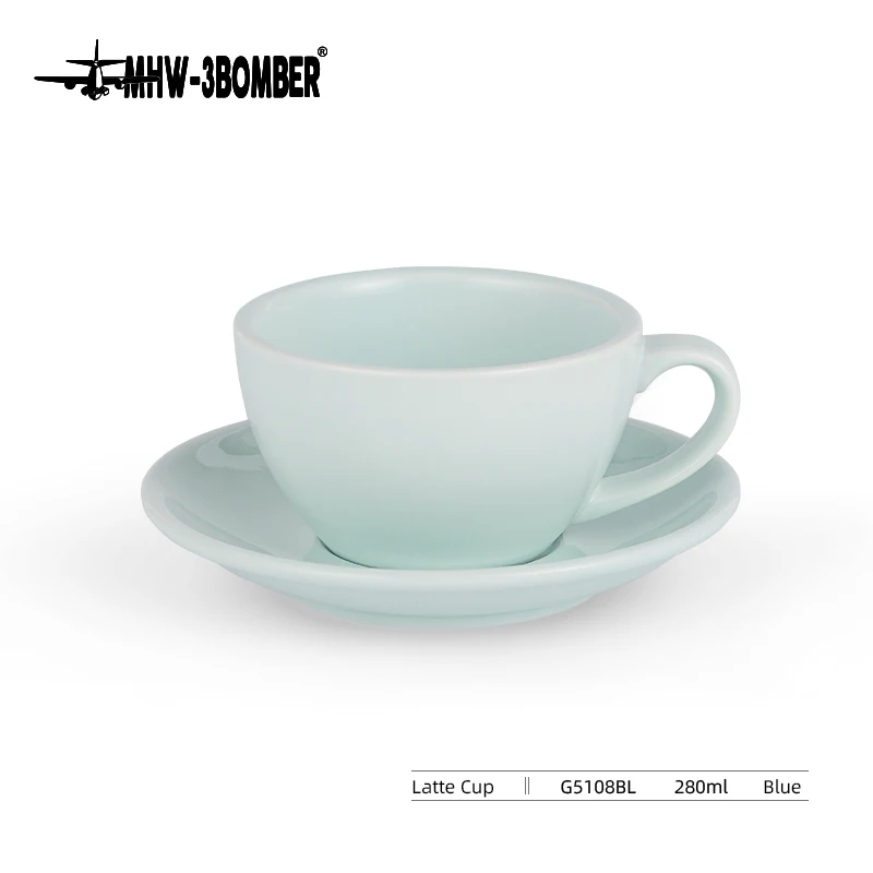 MHW-3BOMBER Koffiekopjes Klassieke Latte Art Kopjes met Schotel 280ml Theekopje Keramische Espresso Mok Keuken Bar Koffie Accessoires