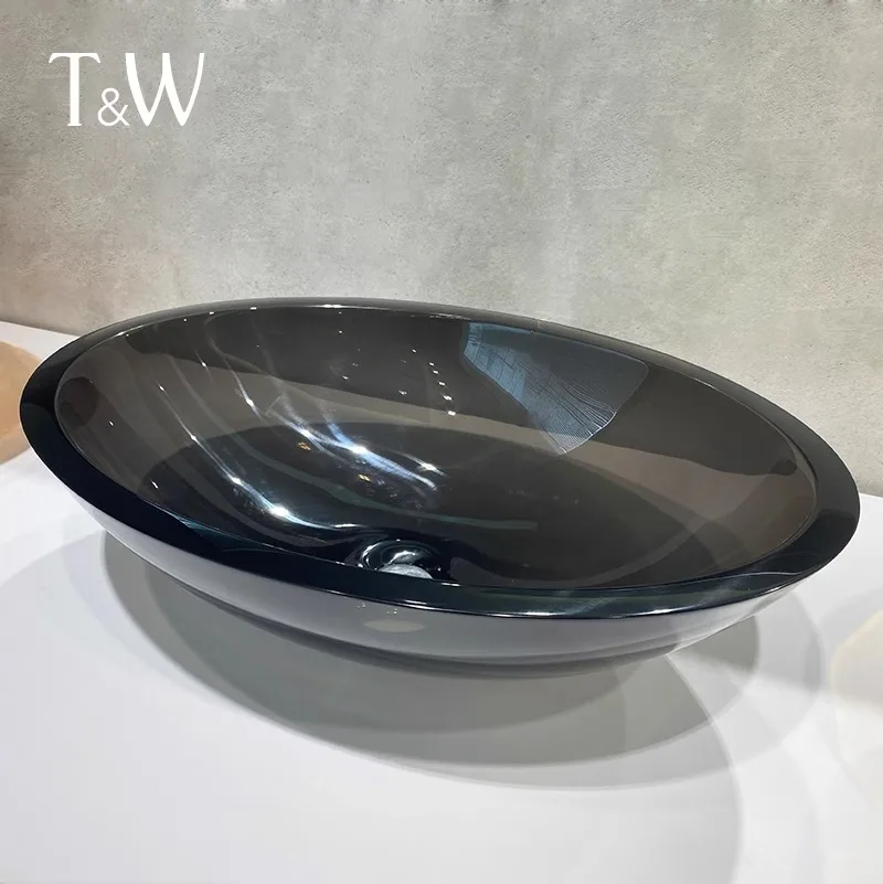 Color transparent resin countertop Small size balcony basin Household round square wash basin
