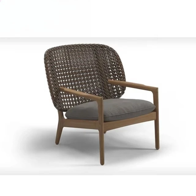 

New Design Garden Furniture Teak Outdoor Garden Wicker Lounge Chair Low Back Lounge Chair