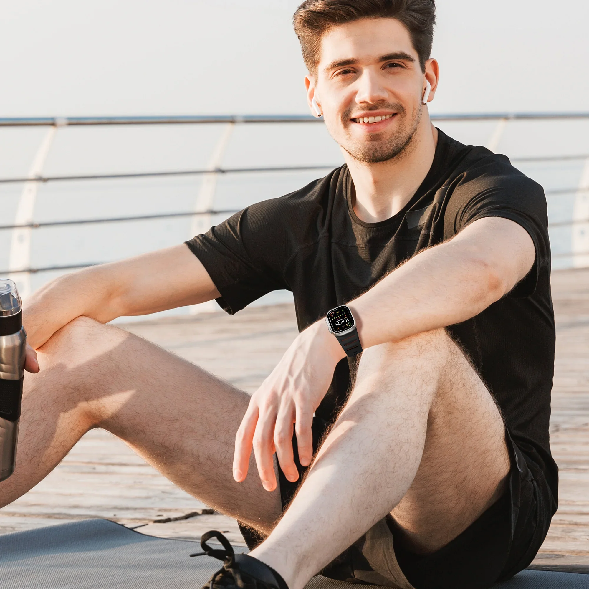 حزام سيليكون لساعة أبل الترا 2 الفرقة 49 مللي متر 44 مللي متر 45 مللي متر 46 مللي متر 42 مللي متر كوريا الرياضة الفرقة سوار iwatch سلسلة 6 7 8 9 10 الفرقة