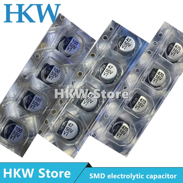 10szt SMD Aluminiowy kondensator elektrolityczny 10V 16V 25V 35V 50V 63V 100V1UF 10UF 22UF 33UF 47UF 100UF 220UF 470UF 1000UF Oryginalny