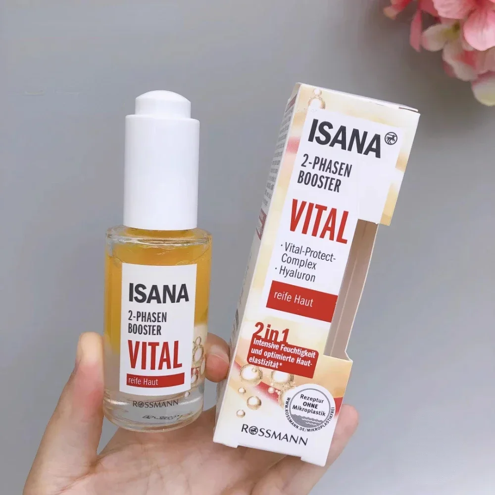 Germany ISANA Essential Oil + Hyaluronic Acid Water Oil Essence 30ml Hydration Nourishing Anti-Wrinkle Firming 2-in-1 Skin Care