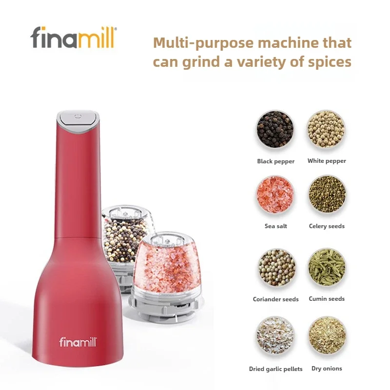 

Finamill Electric Pepper Grinder Household One-handed Automatic Sea Salt Pepper Sesame Seasoning Grinding Bottle