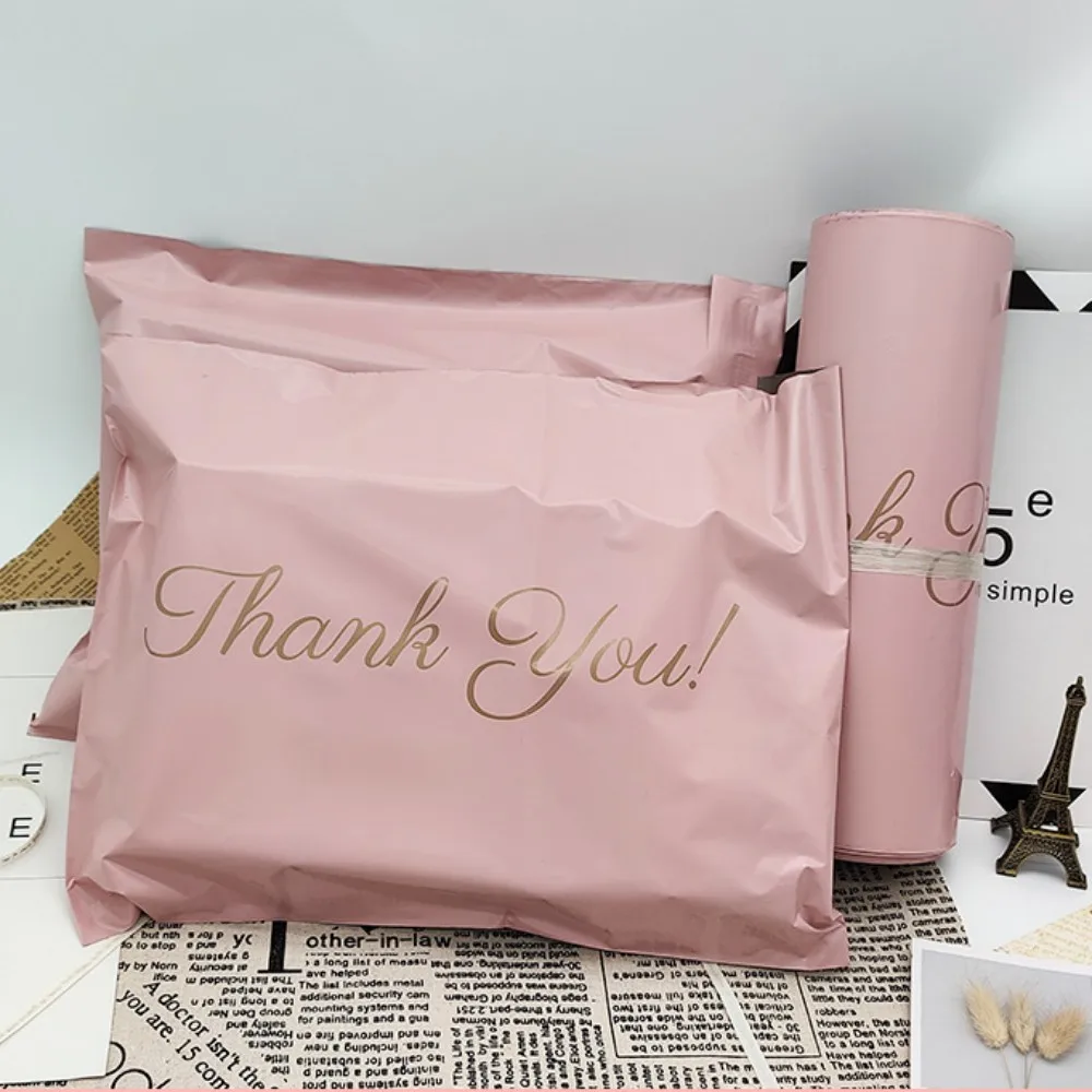 100pcs Pink Thank You Envelopes Shipping Bags Self Seal Packing Bags Sealed Express Bag Mailing Bag Express Packing Supplies