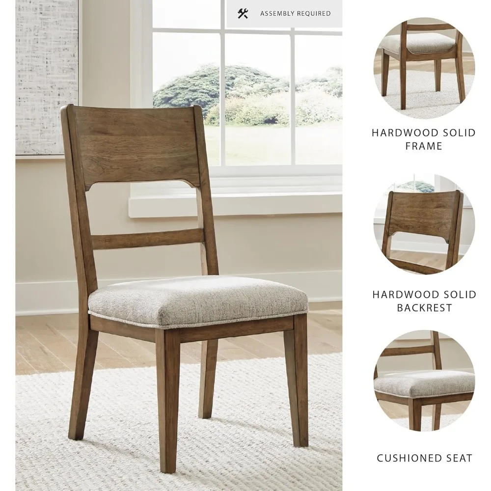 طقم كراسي تناول الطعام التقليدية المكونة من قطعتين من أشلي كابالين باللون البني والأسمر الداكن