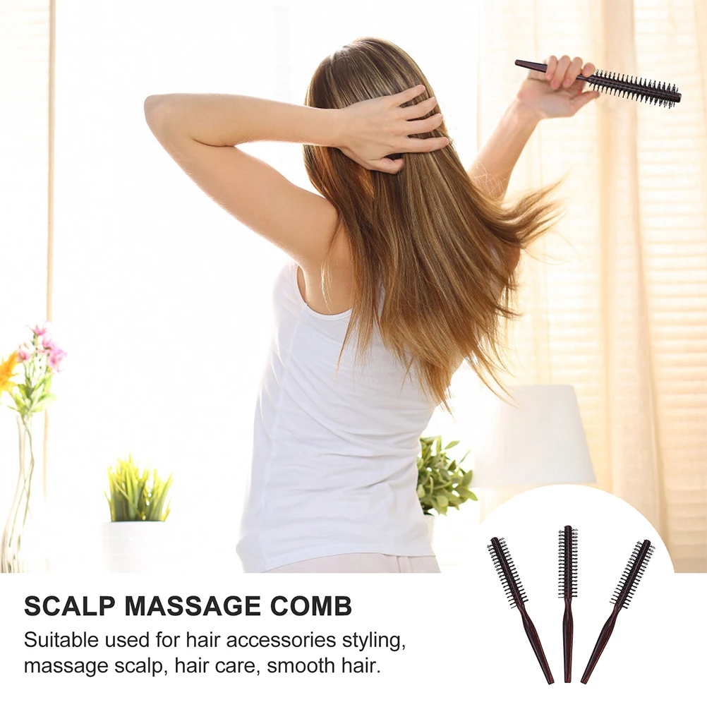 

2Pcs Round Curling Hair Brush Wood Handle Professional Styling Comb