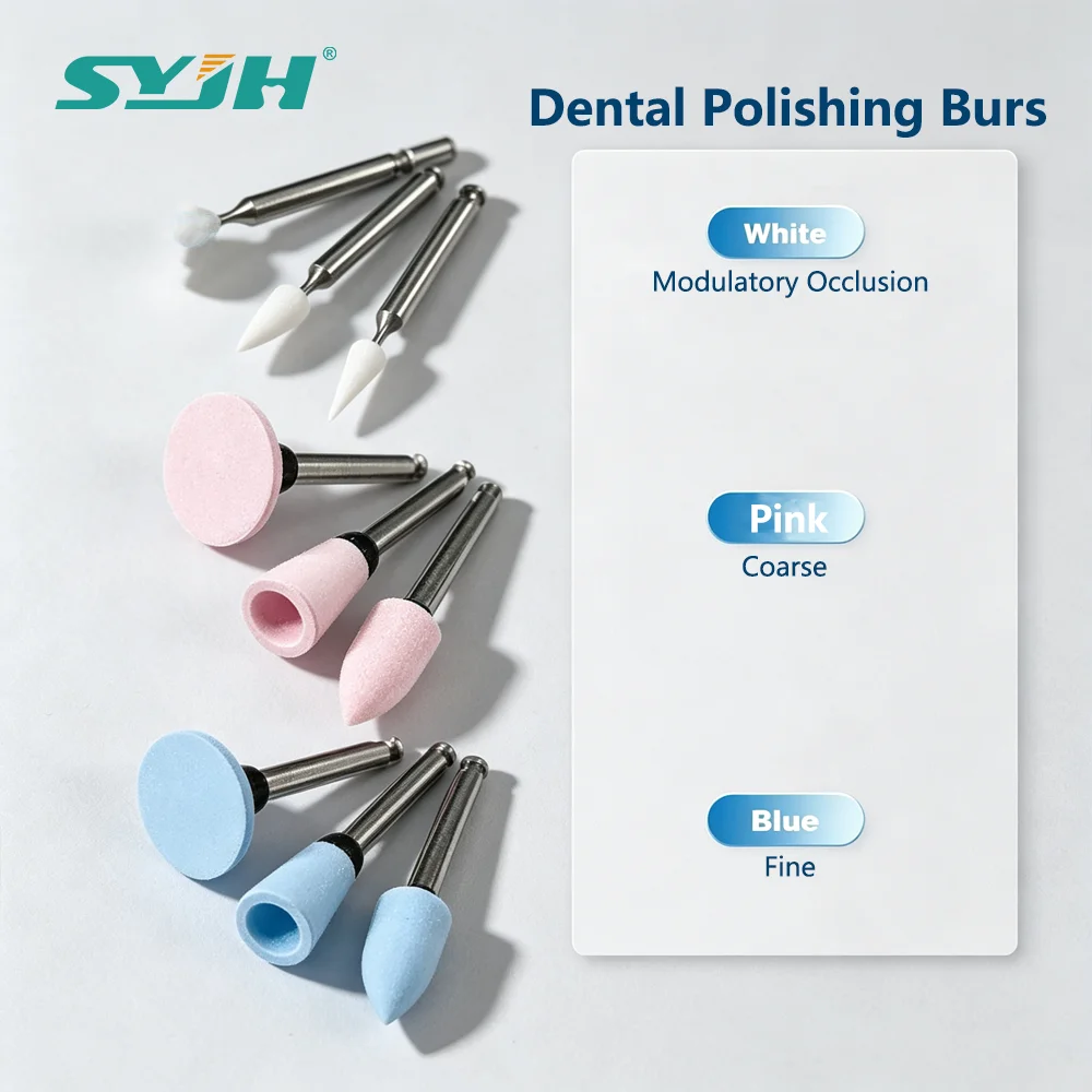 SYJH RA 2.35mm Dental Silicone Grinding Heads Polisher 135℃ Autoclavable Medium Fine For Composite Low Speed Handpiece Tool