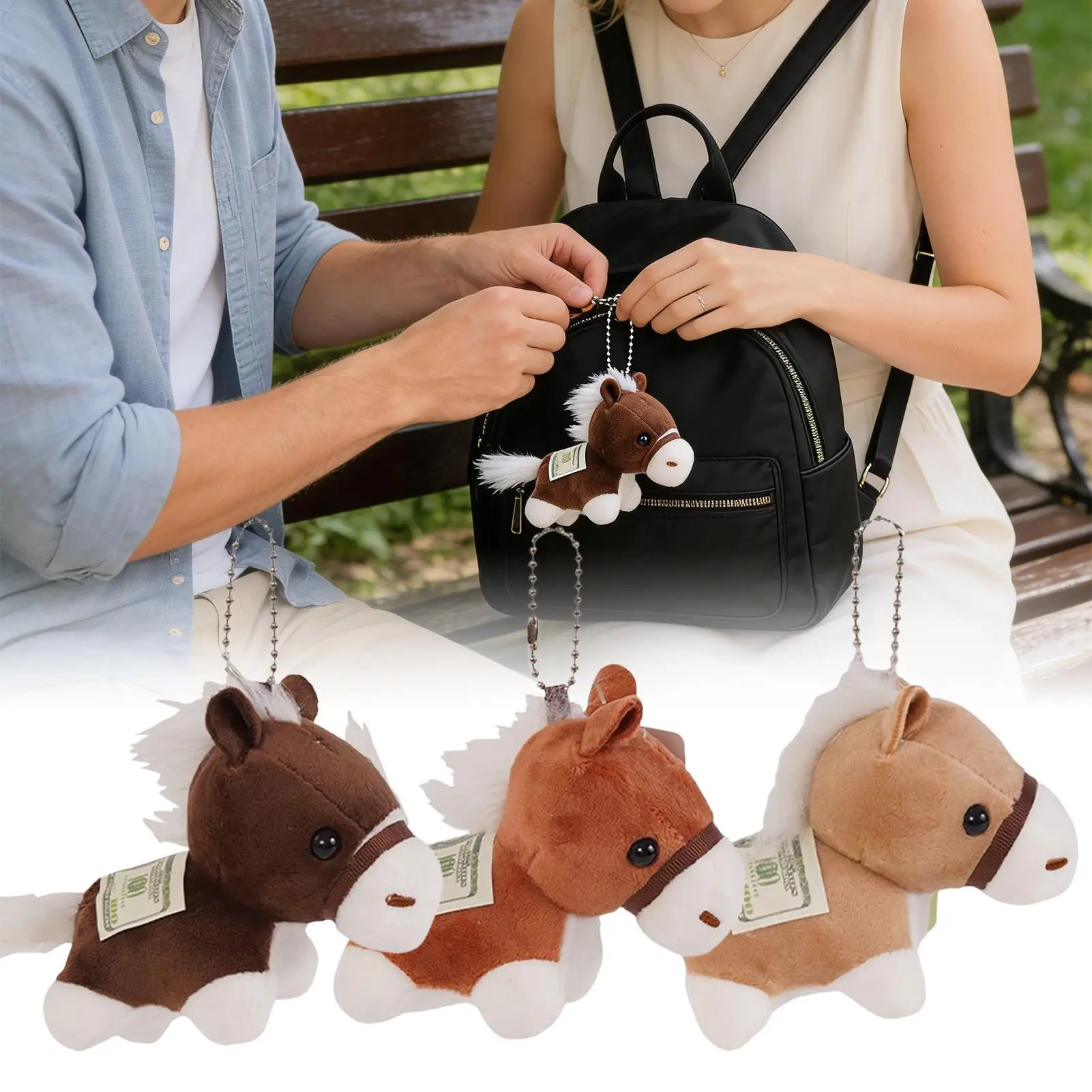 2026 Year of the Horse Keychain Plush Stuffed Animal Pendant Cute Gift for Women Kids Party Favor Wallet Backpack Purse Decor