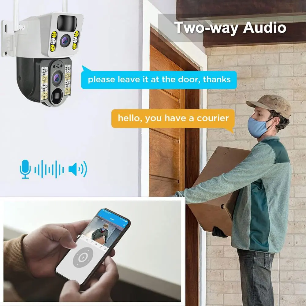 4K 8MP Solar Camera 4G SIM Card Outdoor Dual Lens Automatic Tracking PIR Human Detection Night Vision Safety Monitoring V380 Pro