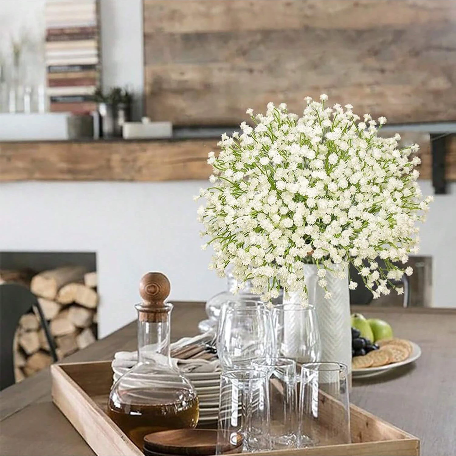5/12 Stück Künstliche Plastik-Gypsophila-Blumen, Kunstpflanzen für Hochzeit, Zimmer, Heimparty, Geschenke, Handarrangement, Valentinstag – Detail 4