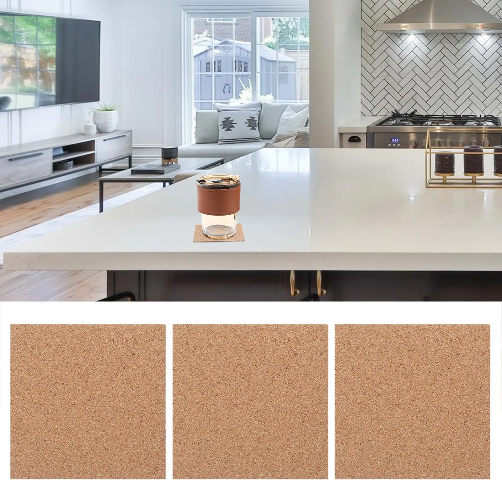 50pcs Self Sheets Round Coasters 10x01cm High Density Non-Slip Self-Adhesive Cork Coasters Soft Non Cork Rounds Slip DIY