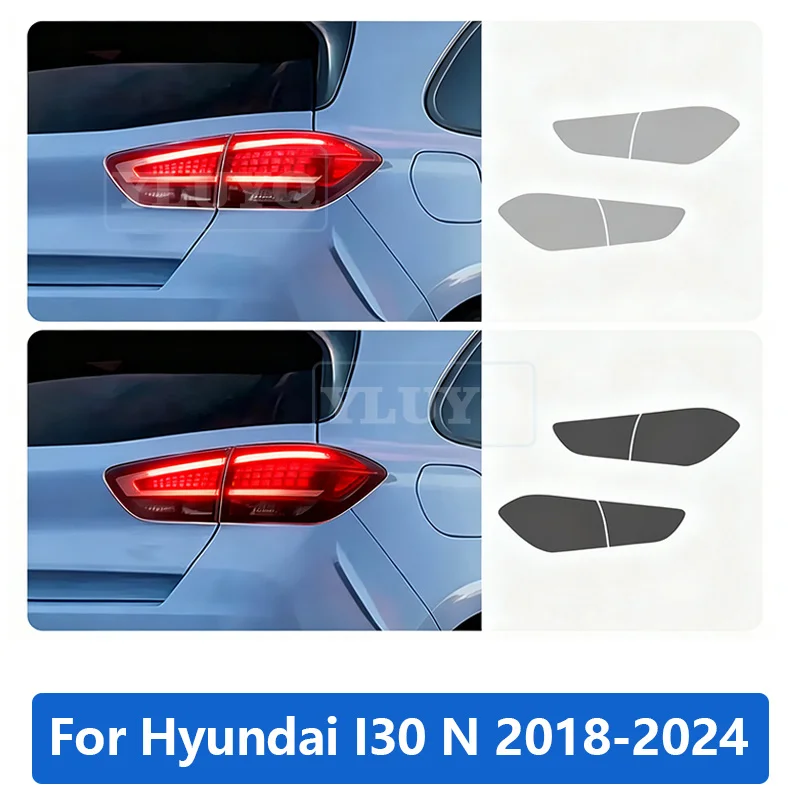 

For Hyundai I30 N 2018 2019 2020-2024 TPU Car Rear Tail Film TPU Pre-cut Anti-scratch Clear Smoked Black Sticker Accessories