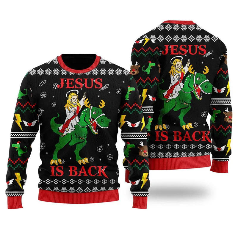 Jesus Birthday Ugly Christmas Sweater Men 3D Printed New In Xmas Sweatshirt New Year Long Sleeves Merry Christmas Pullovers Gift