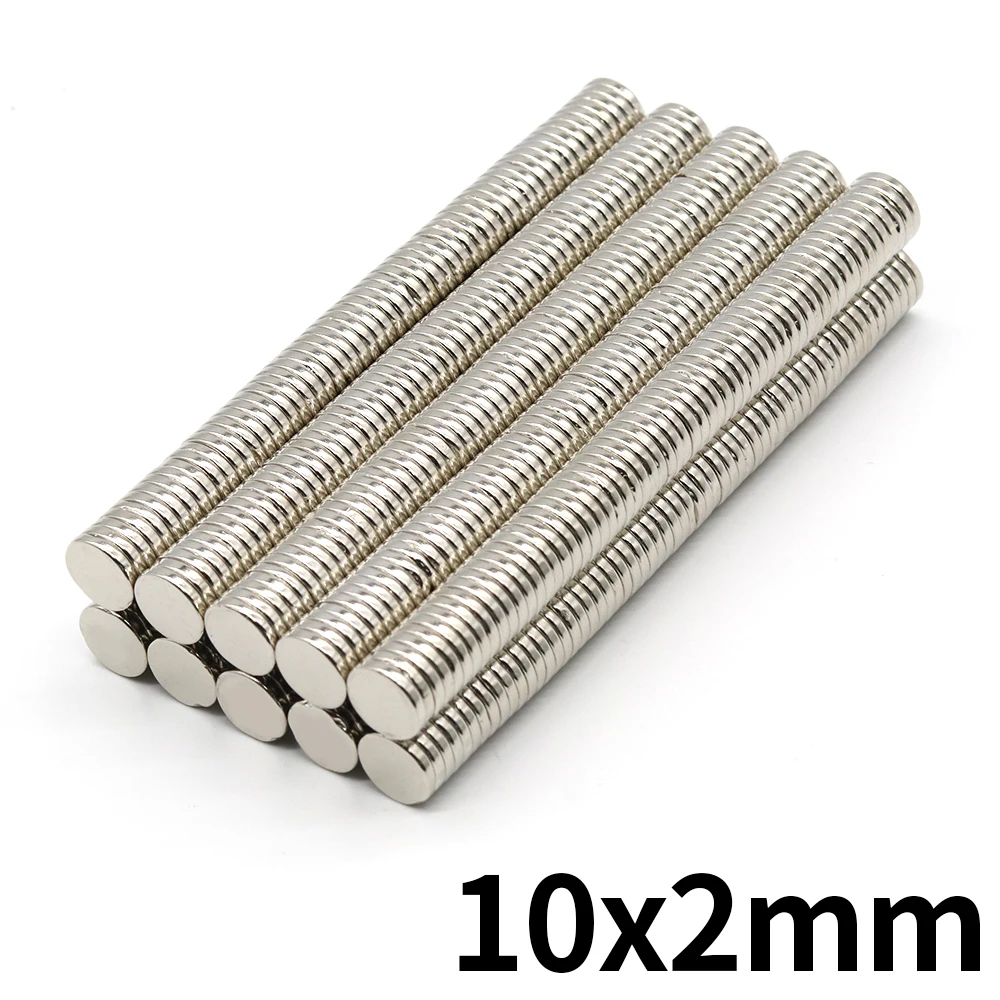 Imán de neodimio redondo súper fuerte de 10x2mm, imán magnético potente N35 NdfeB, imán permanente para refrigerador, imanes DIY