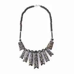 Tibetan Handmade Tribal Necklace Ox Bone Carved Totem Necklace TNL366