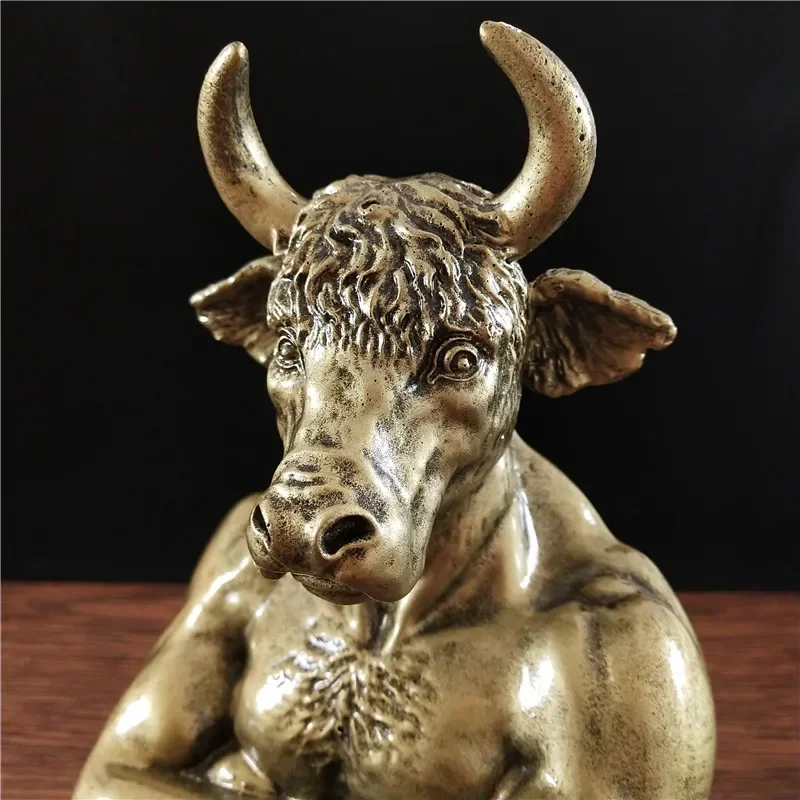 2026 Bronze Bull Head Statue Ornament Charging Stock Market Wall Street Cattle Sculpture Statue Mascot Resin Home Office Decor