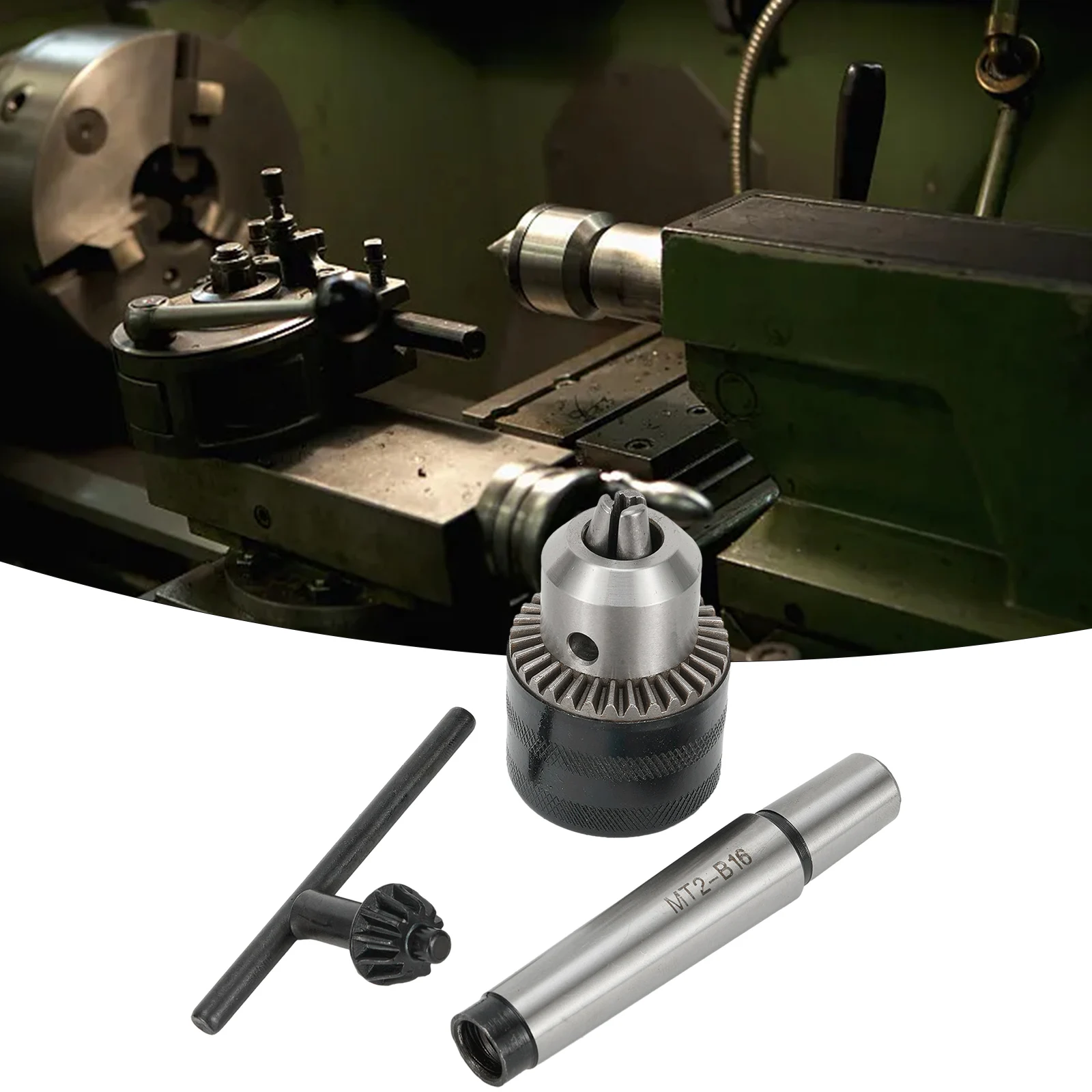 

Drill Chuck 5/64 in to 1/2 in Capacity with MT2 Taper Mandrel and Wrench for Jacobs Taper #33 For Lathe Applications