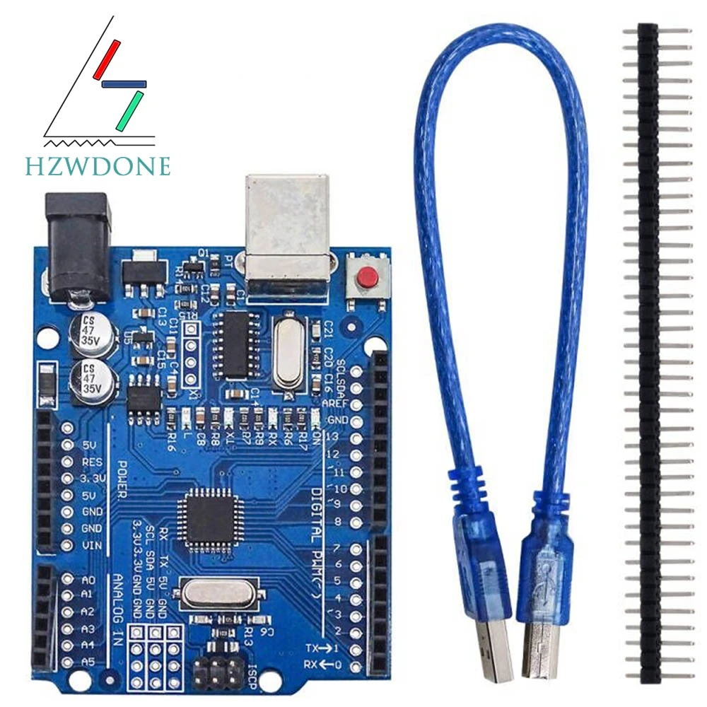 Płytka UN0 R3 Płytka rozwojowa ATmega328P z listwą pinową i kablem kompatybilna z projektami Arduino IDE
