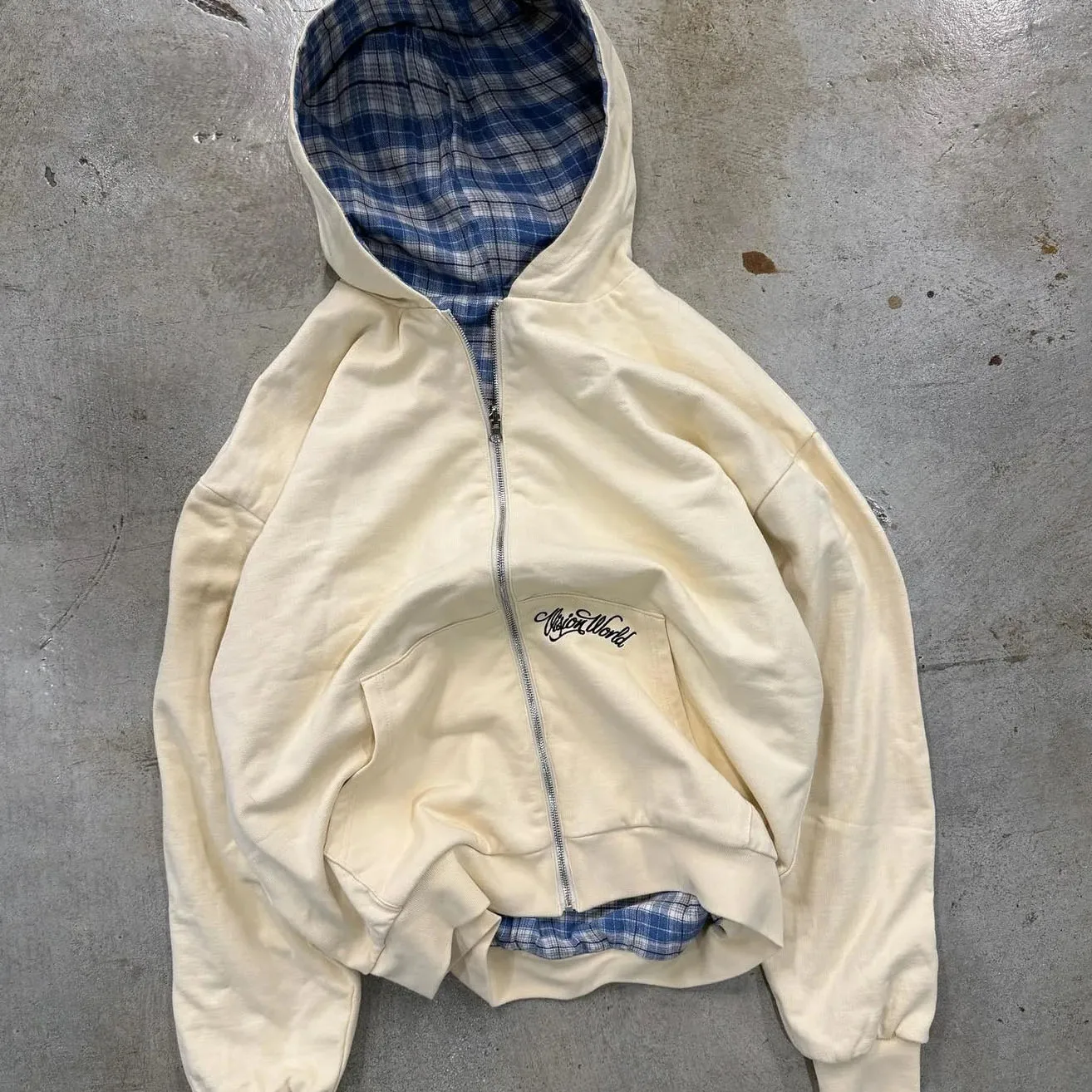 Harajuku Women Men autumn winter hoodie Coat Casual retro grid print zipper hoodie loose reversible  Oversized Gothic top