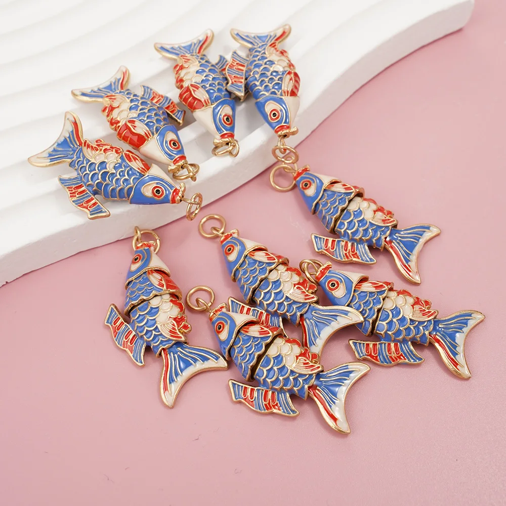 7 pieces Cute Little Fish Pendant Fashion Color Design Necklace Pendant Daily Travel Clothing Accessories Carp Jewelry