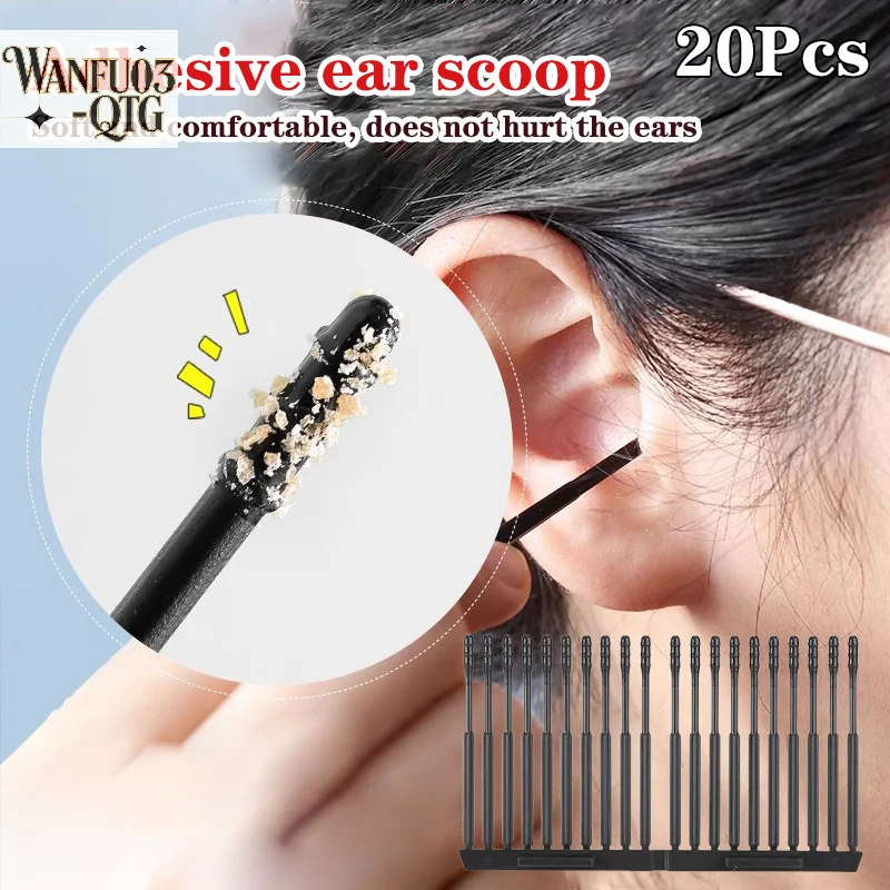 

20Pcs Disposable Sticky Ear Swabs Pick Reusable Ear Cleaner Soft Silicone Ear Wax Removal Tool Earwax Remover Olders Adult Kid