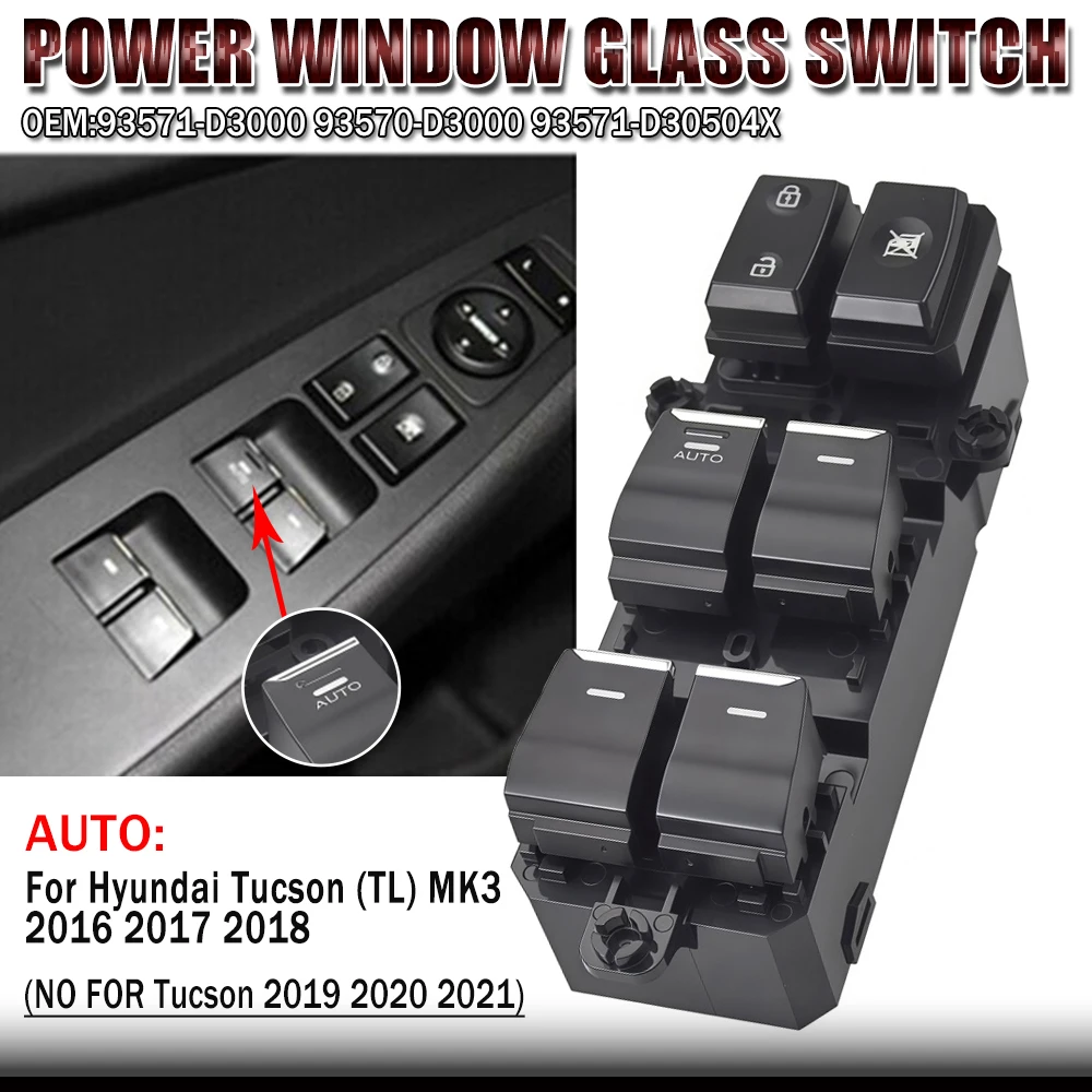 93571-D3050 93571-D3000 Front Left Power Window Switch Button For Hyundai Tucson 2016 2017 2018 93571-D30504X 93570-F80204X
