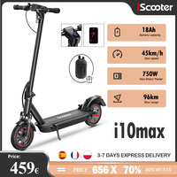 iScooter i10max Electric Scooter 96KM Max Range 45km/h Max Speed 10 Inch Tire 48v 18Ah 750W Foldable Mobility Scooters WIth App