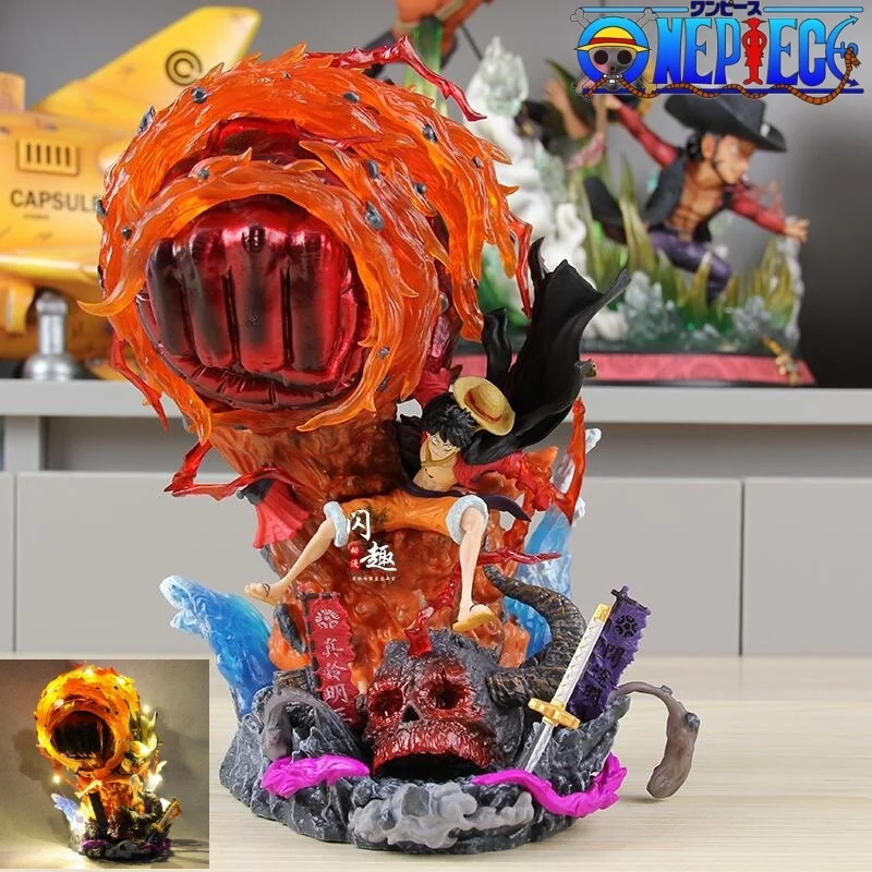 

New One Piece Gk Anime Figure 23cm Luffy Figures Gear 3 Figurine Red Roc Pvc Statue With Led Collectible Model Decoration Toys