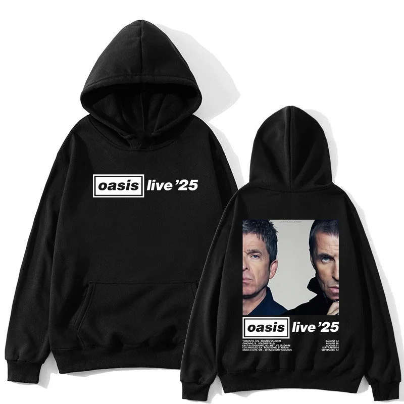 البريطانية روك باند O-واحة لايف 2025 جولة هوديي الخريف الشتاء الرجال النساء الهيب هوب موضة هوديي القطن خمر هوديي