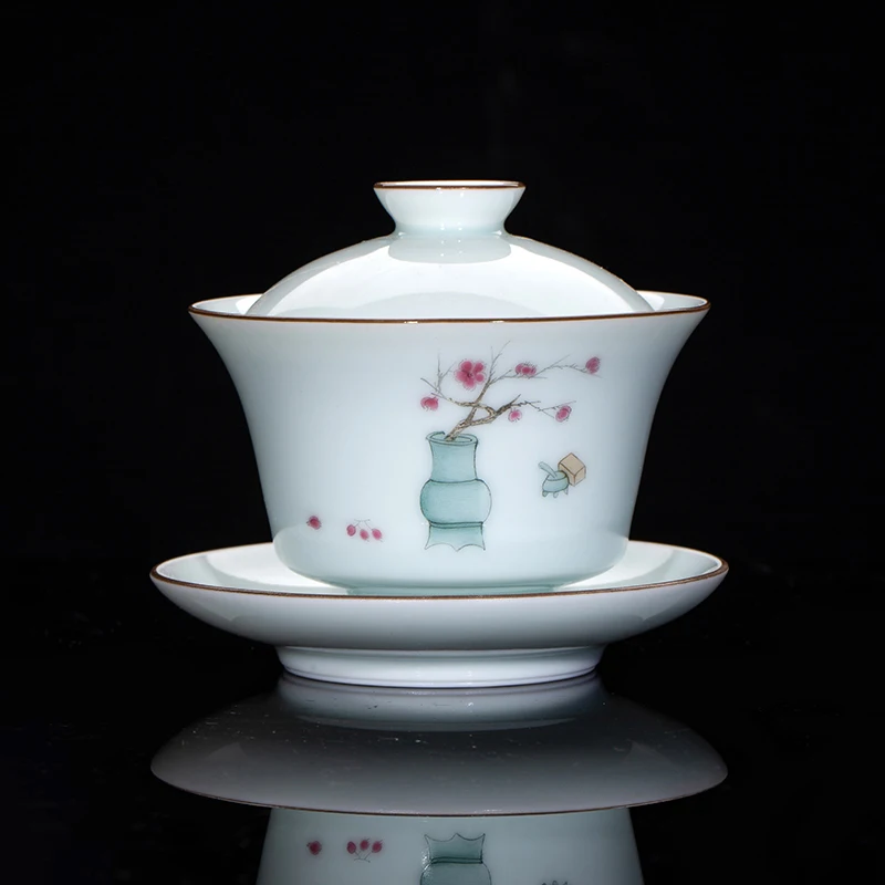 Zhong's kiln Porcelain Tea Bowl And Tea Cups Set Ancient Chinese Ceramic Kung Fu Tea Bowl With Lid Teacup Master Cup