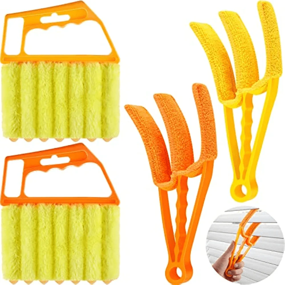 Práctico juego de limpieza de ventanas: 2 cepillos limpiadores de persianas venecianas con plumero de 7 dedos, Ideal para limpieza
