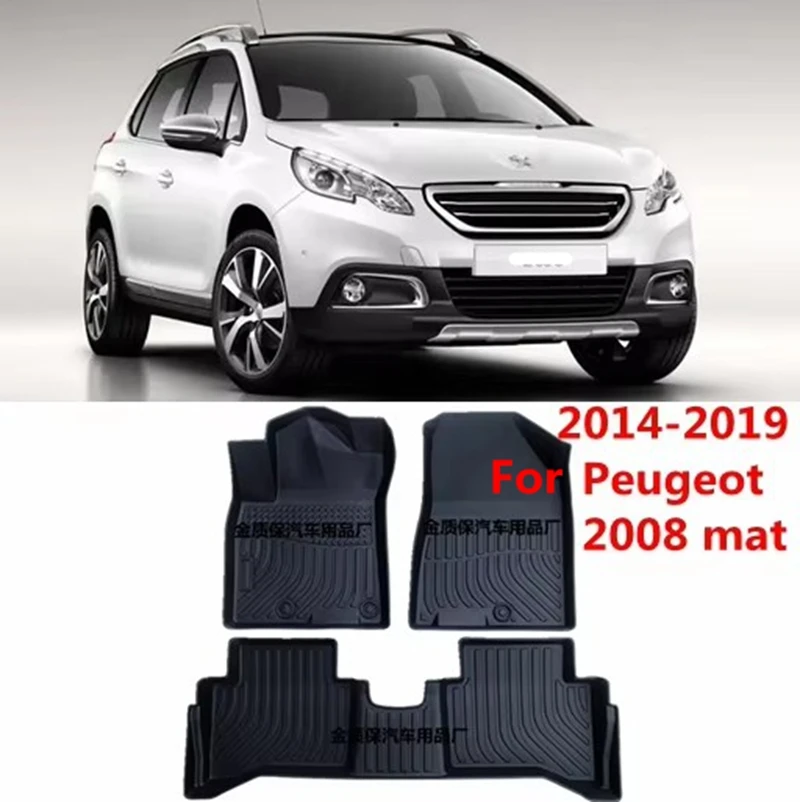 Use for 2014-2019 Peugeot 2008 car carpet AllWeather Floor Mat 2008 trunk mat Full Set Trim to Fit For 2008 waterproof floor mat