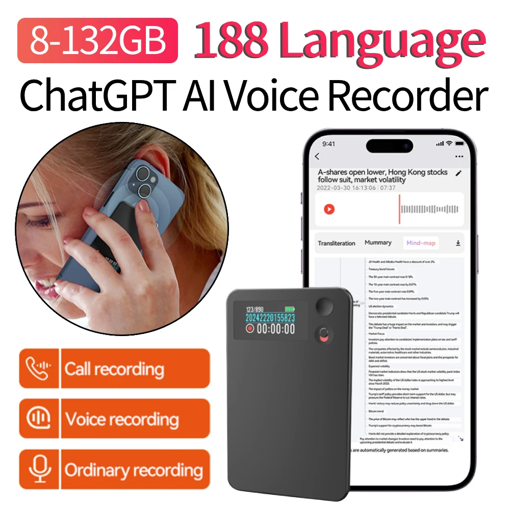 A3 ChatGPT AI مسجل صوتي APP التحكم ترجمة Summarize مسجل مؤشر LED جهاز ترجمة تسجيل الصوت المحمول