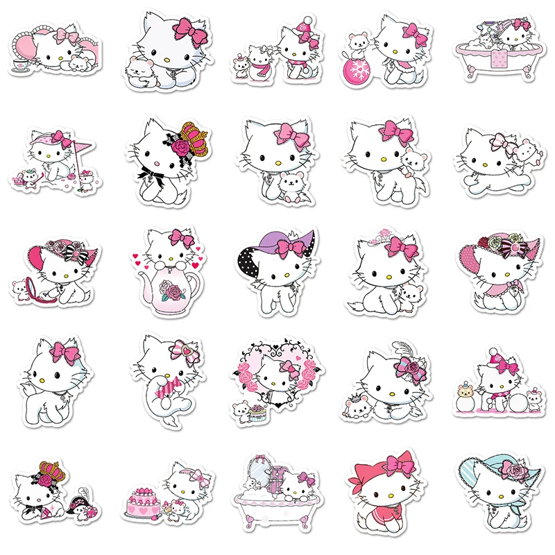 Kawaii Sanrio Hello Kitty Charmmy Sticker Anime Cartoon Cute Diy Cup Phone Case caja de almacenamiento decorada, pegatinas impermeables, Juguetes