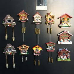 Aimants de réfrigérateur peints à la main en 3D, cadeau souvenir de voyage, autocollant décoratif, horloge coucou, Allemagne, Autriche, Suisse