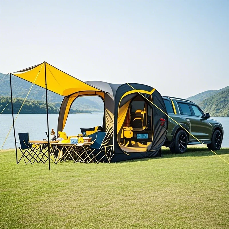 Automatic Rear Car Tent, Pop-Up Tailgate Tent, Multifunctional Pickup Truck Tent, No-Setup Fishing Shelter