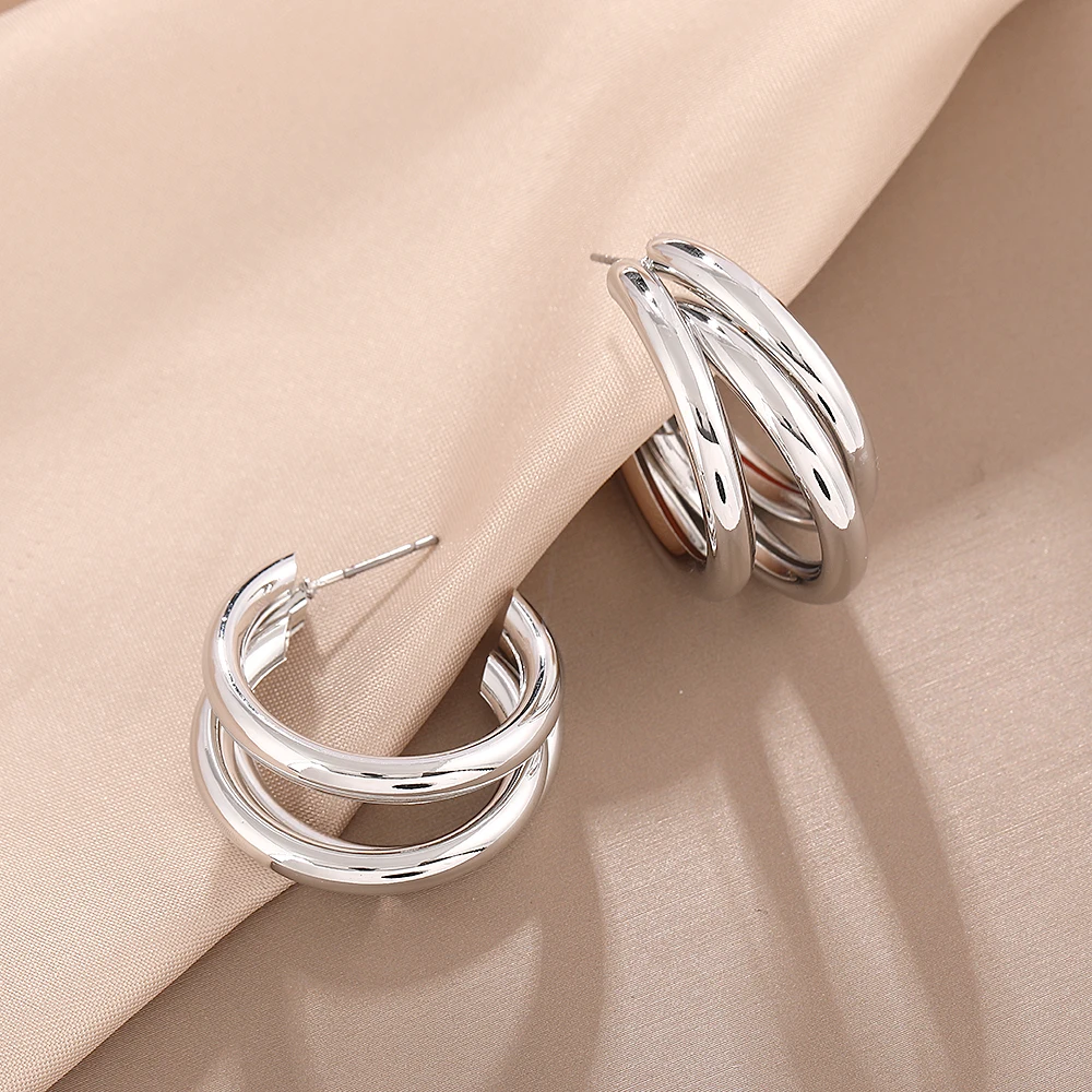 Exclusive Irregular Geometric Metal Circle Earrings For Women Fashion Goth Minimalist Temperament Hoops Earrings Jewelry Gifts