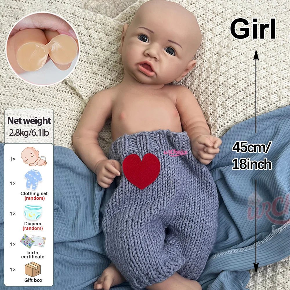 ตุ๊กตาซิลิโคนเหมือนจริงขนาด 18 นิ้ว ตุ๊กตาเด็กทารกหญิงหลับตา มีเส้นเลือดเหมือนจริง ตุ๊กตาเด็กแรกเกิดหญิง