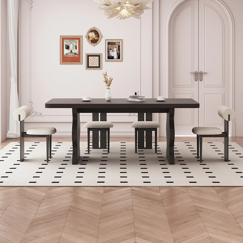 Sillas De lujo únicas, mesa De cocina, juego De mesa De comedor De madera negra Rectangular moderna, Mesas De Jantar italianas centrales, muebles para el hogar