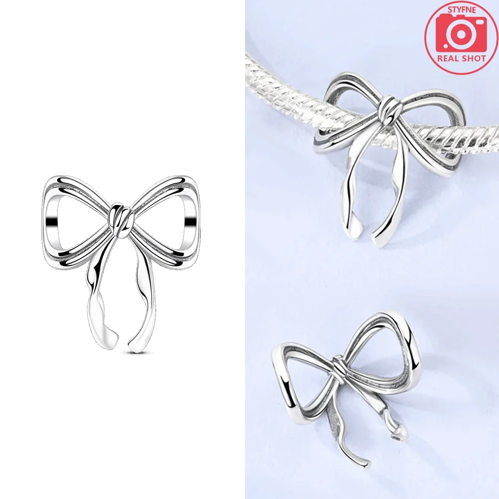 الأصلي سحر 925 الفضة أنيقة هندسية خط Bowknot الخرز صالح سحر بلاتا 925 أساور للنساء النساء صنع المجوهرات
