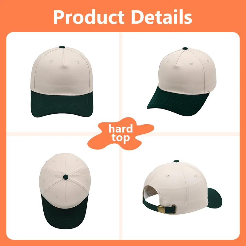 Custom Embroidery 5-panel Hat Color Block for Men and Women Baseball Caps Wholesale Design Print Hard Top Hat Outdoor Sport Warm