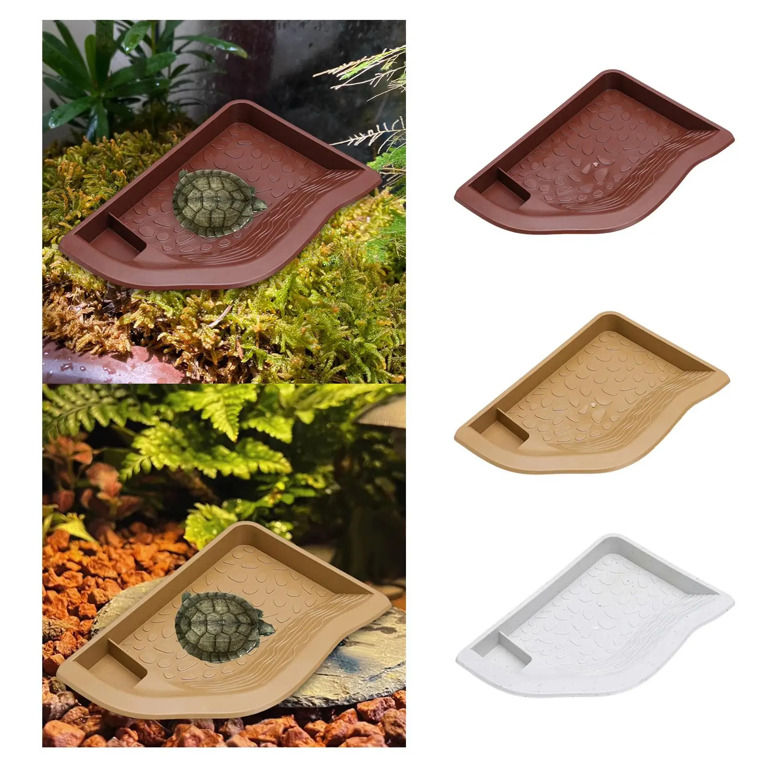 

Reptile Water Dish with Ramp Aquarium Habitat Accessories Reptile Bathing Pool for Snake Bearded Dragon Lizard Turtle Gecko