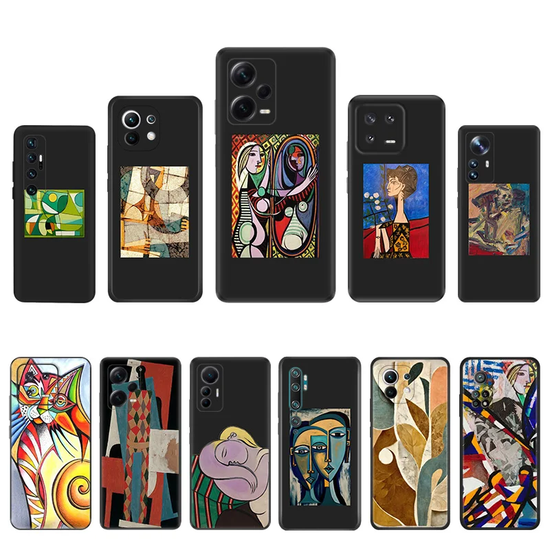 Soft Silicone Phone Case For Redmi Note 13Pro 12C 13C Note12 Xiaomi 12 13Lite 12T 12X Picasso Painting Matte Shell Protect Cover