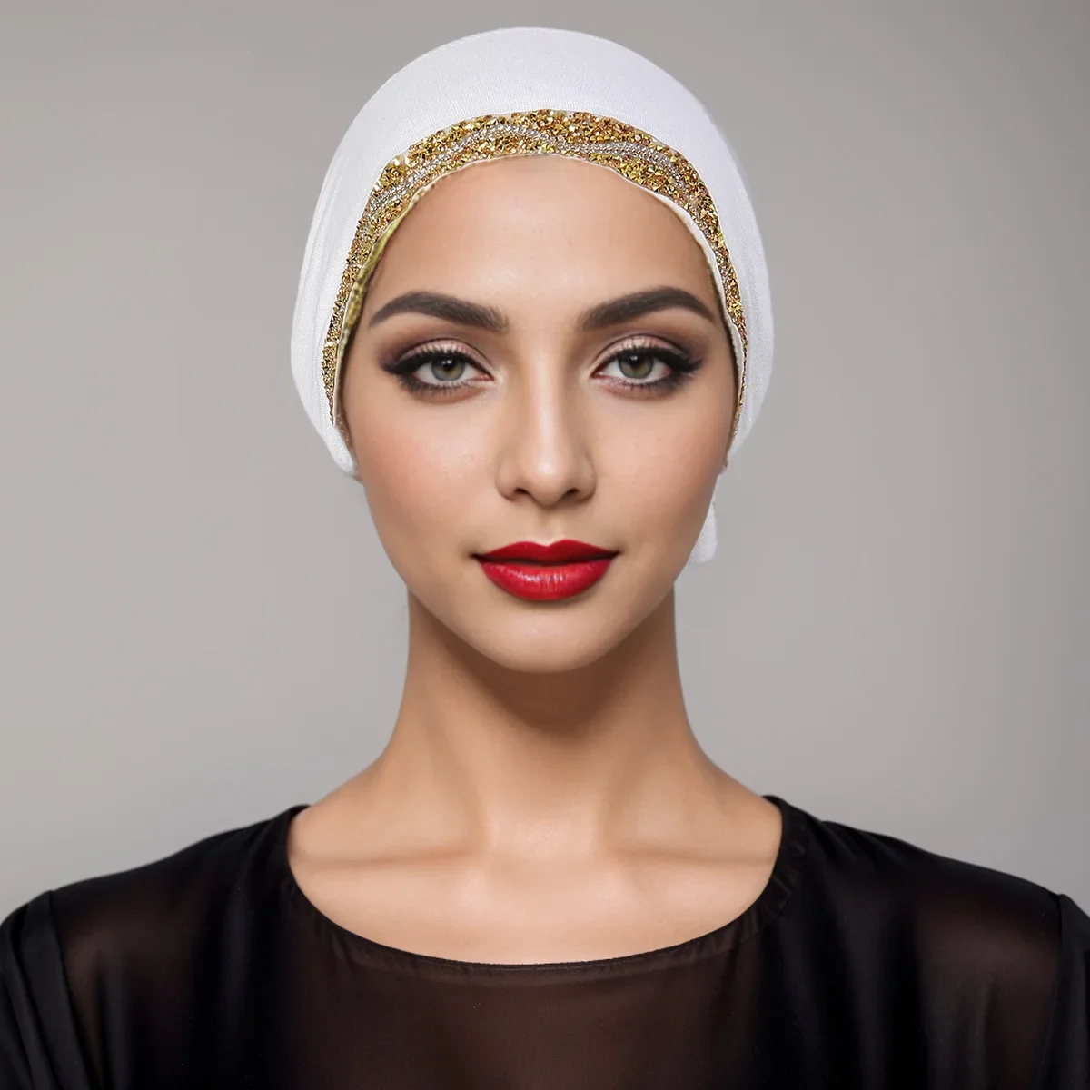 

Новый модальный браслет со стразами, мусульманский тюрбан, шляпа, внутренний хиджаб, шапки, исламский нижний шарф, капот, индийские шапки, женский повязка на голову, Turbante Mujer