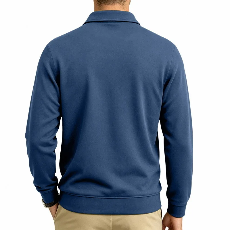 Herbst- und Winter-Herren-POLO-Pullover mit langen Ärmeln, lässigem Kragen, sportlichem Design und mehreren Taschen, Großhandel – Detail 25