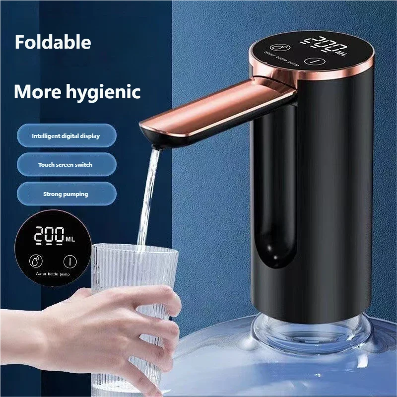 HOMEFISH Electric Water Bottle Pump 1200mAh Type C Rechargeable with LED Display Automatic Touch Button 3 Quantitative Settings