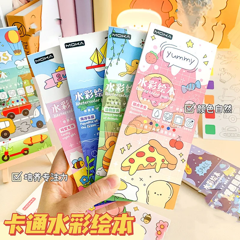 16 set/lot Creative Astronaut Animai Watercolor Memo Pad Set Cute Painting Drawing Book Bookmark Stationery Gift School Supplies