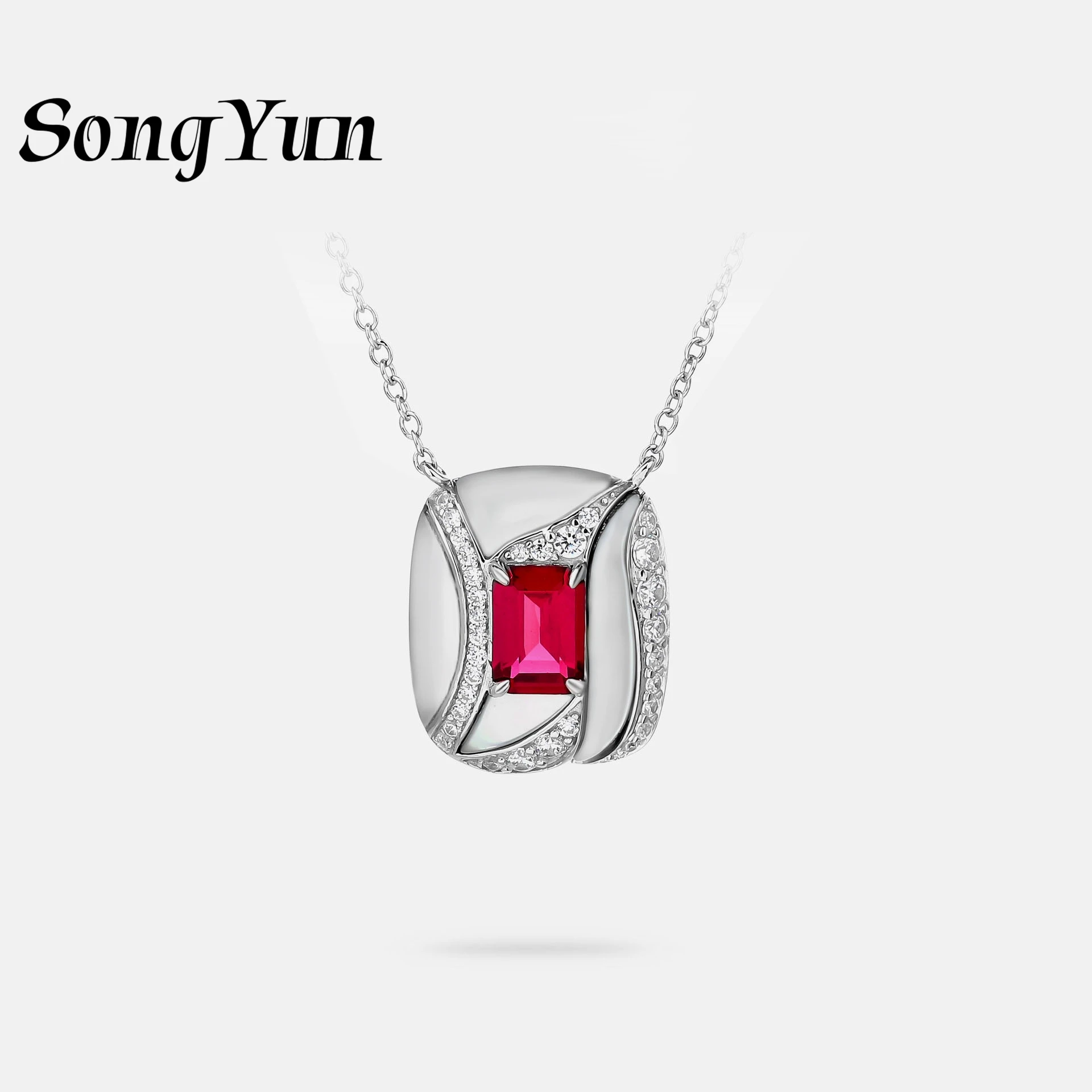 

SongYun Jewelry 925 Sterling Silver Pendants Necklace Women HCD Ruby Gemstones Designer 925 Sterling Silver Pendants Accessories