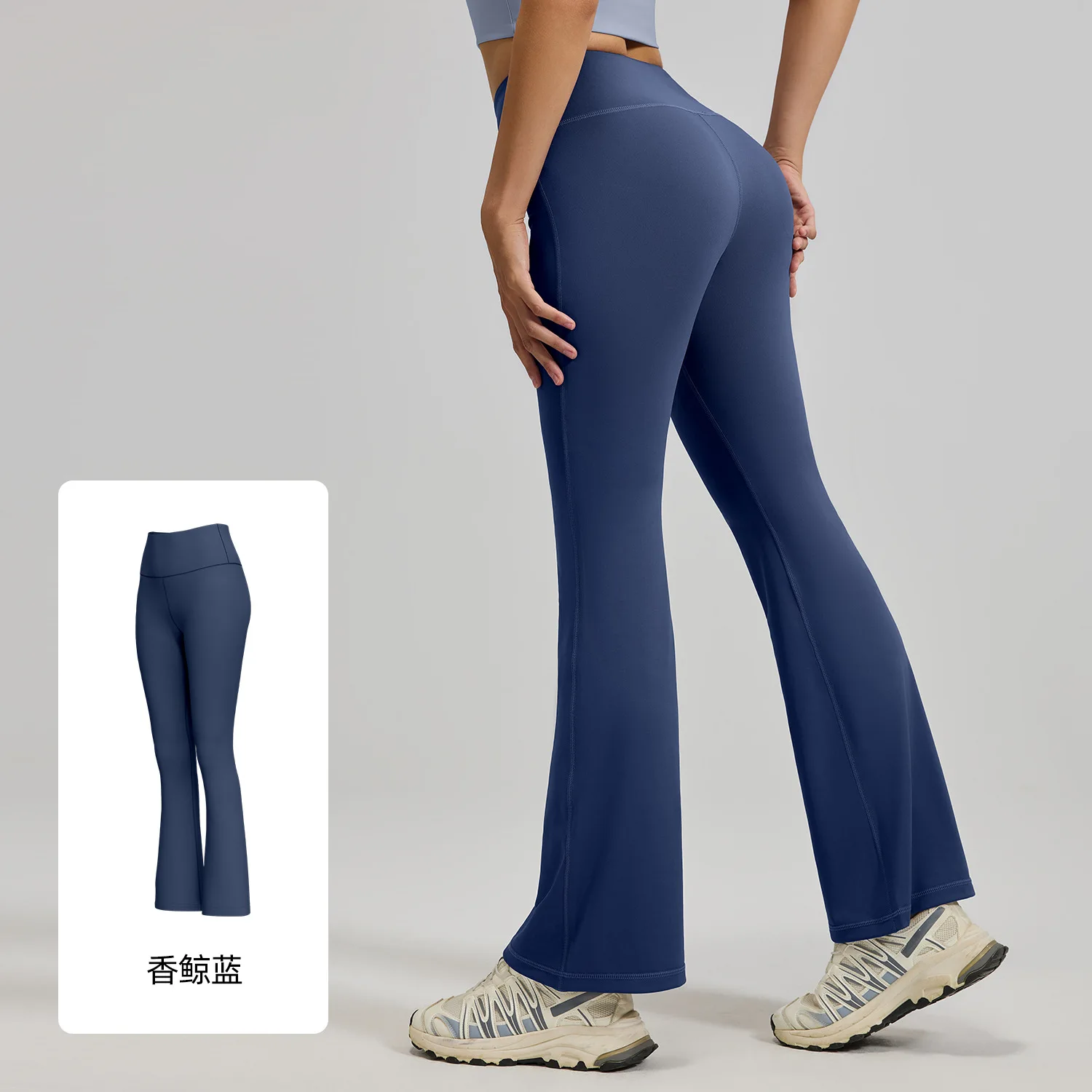 woman High-waisted hip-lifting flared pants nude-colored slightly flared yoga pants Pilates sports fitness pants women Capris